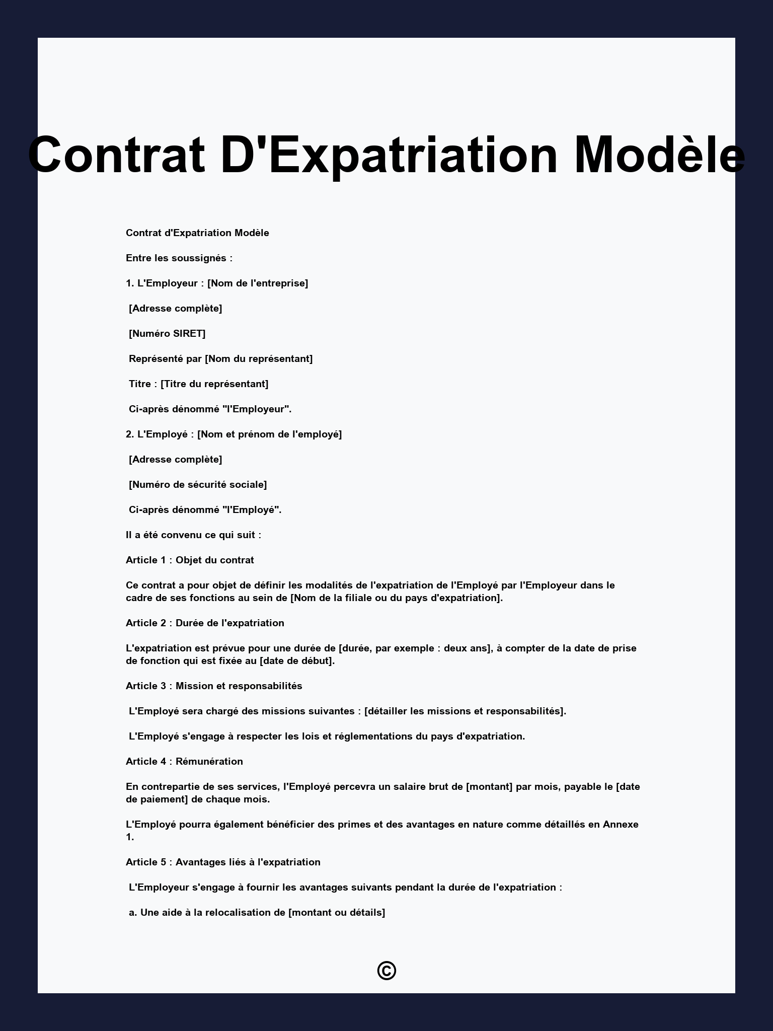 Contrat D'Expatriation Modèle