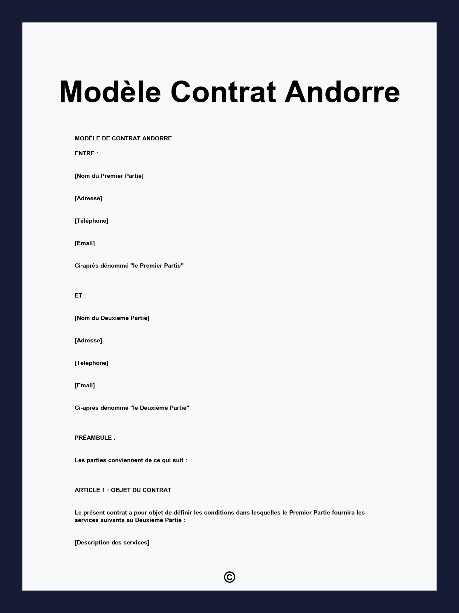 Modèle Contrat Andorre