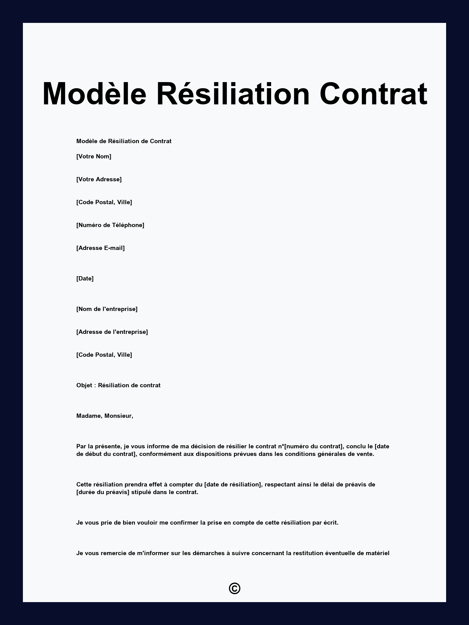 Comment Faire Une Lettre De R siliation De Contrat Annuel DTWNIR